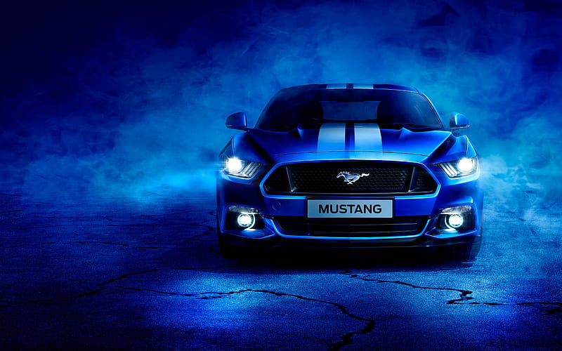 Ford Mustang darkness, 2018 cars, tuning, blue Ford Mustang, supercars, Ford, HD wallpaper