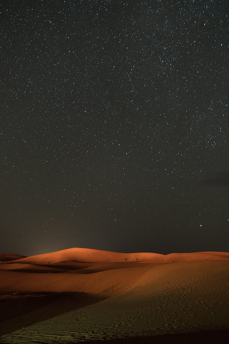 desert, night, starry sky, dunes, sand, HD phone wallpaper