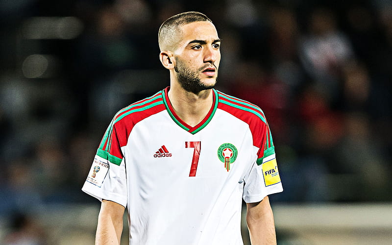 Hakim Ziyech, portrait, Morocco national football team, midfielder, Moroccan footballer, Morocco, HD wallpaper