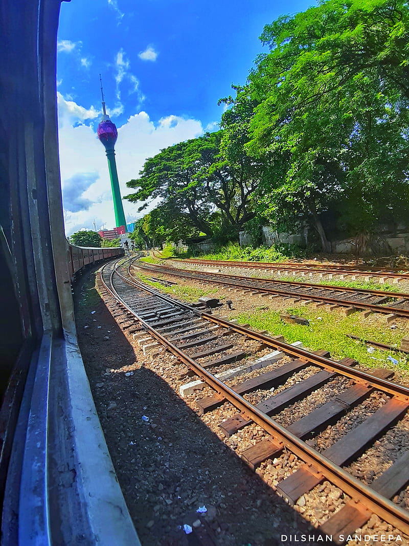Train view , railway, street, tower, travel, HD phone wallpaper