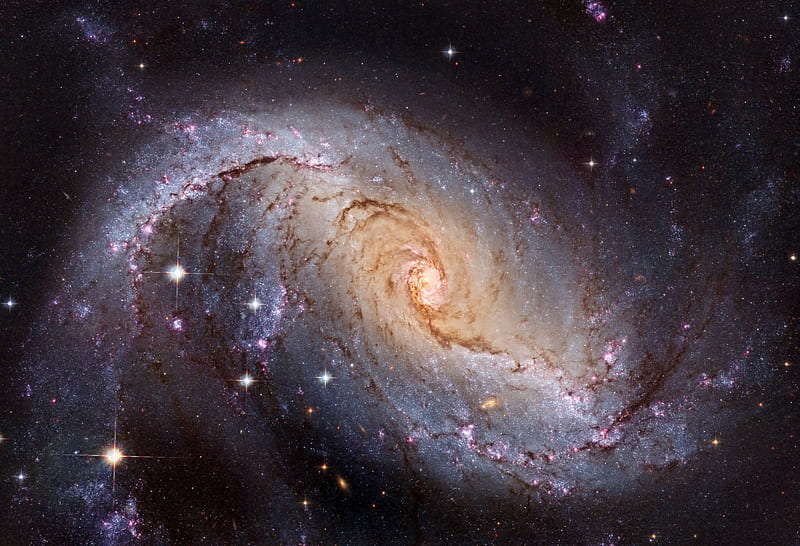 NGC 1672 Barred Spiral Galaxy from Hubble, planet, galaxies, space, stars, cool, fun, HD wallpaper
