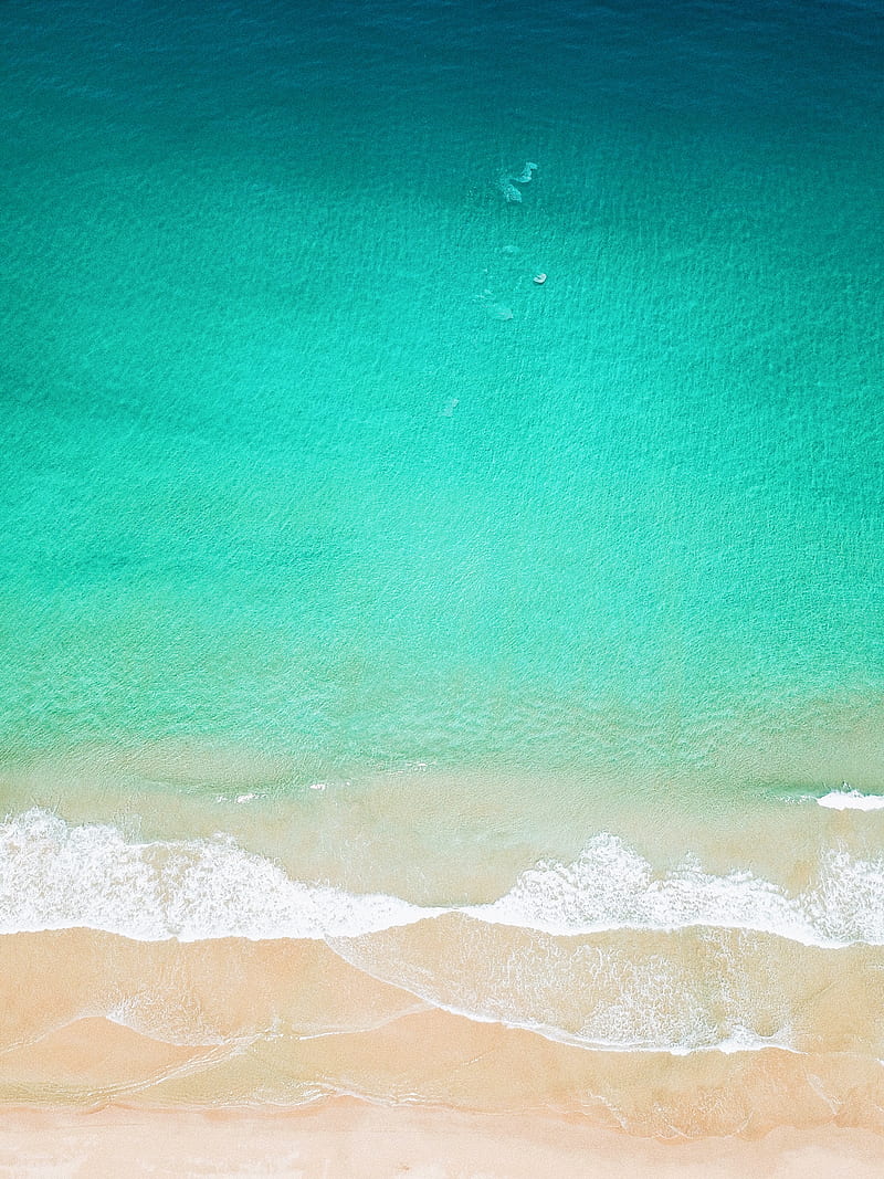 beach, ocean, aerial view, wave, surf, HD phone wallpaper