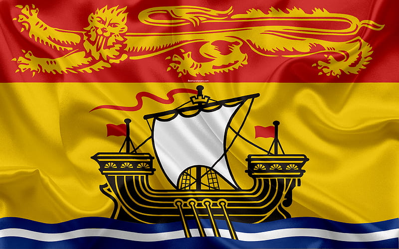 Flag of New Brunswick, Canada province, New Brunswick, silk flag, Canadian symbols, HD wallpaper