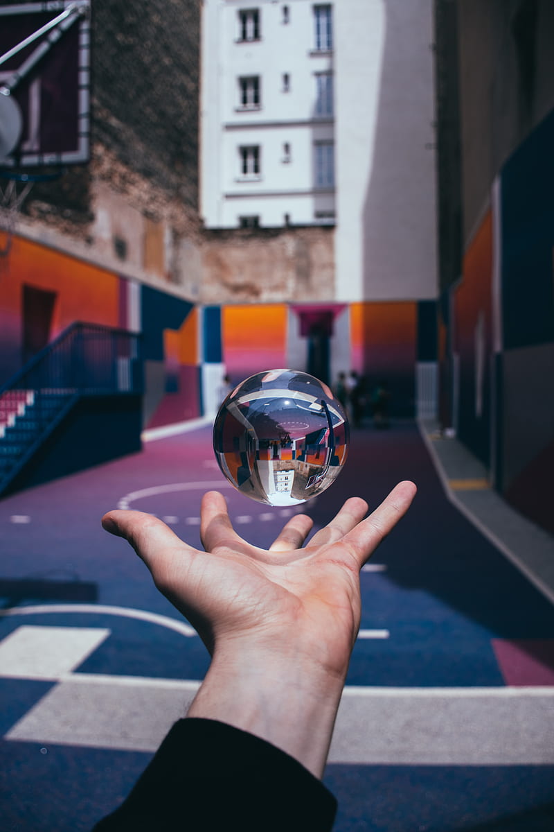 crystal ball, ball, sphere, hand, toss, HD phone wallpaper