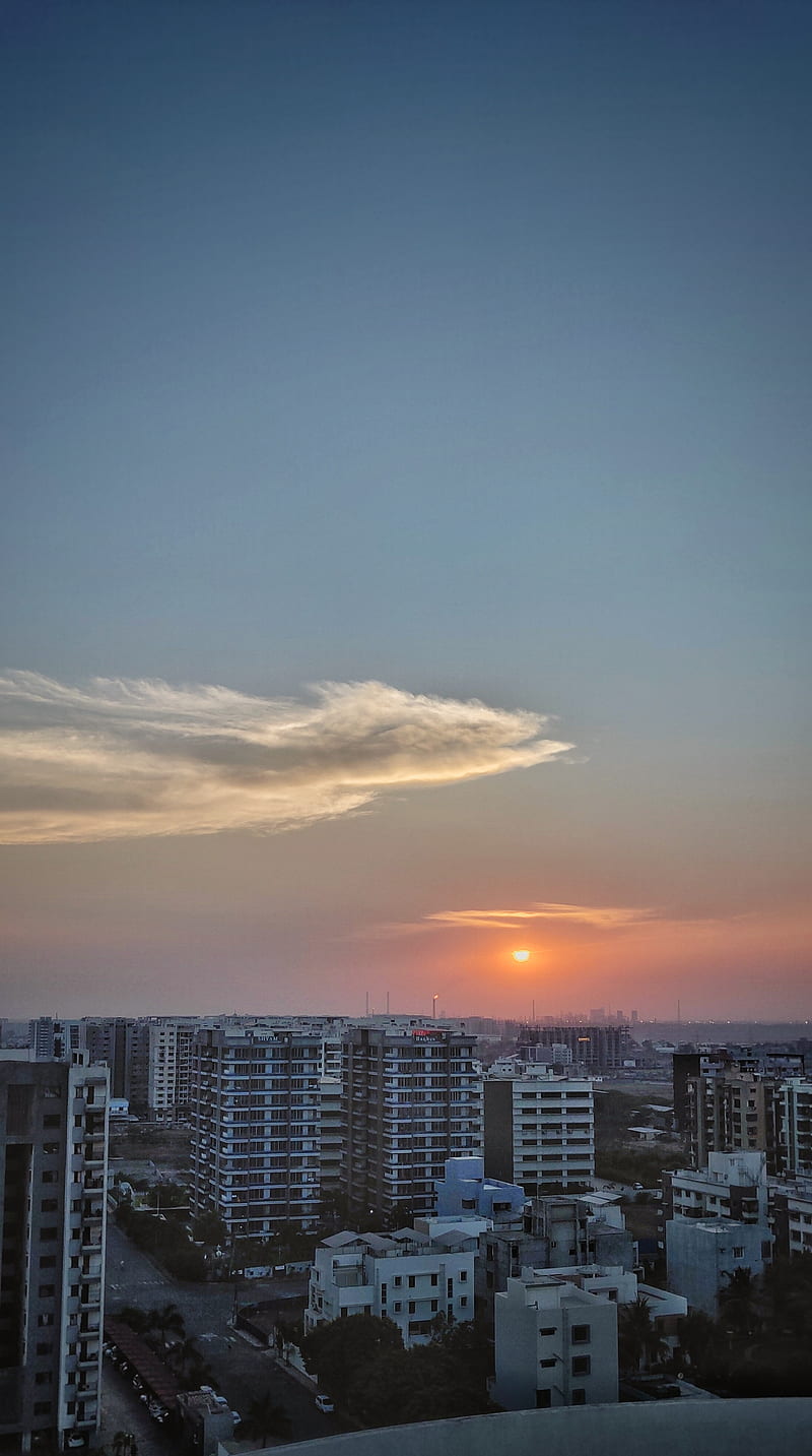 City, building, cloud, gujarat, india, nature, sun, sunset, surat, view, HD  phone wallpaper | Peakpx