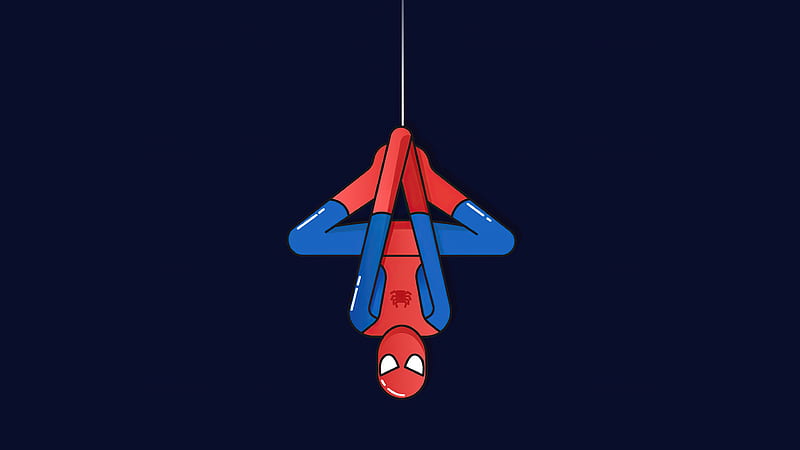 Spiderman Hanging Down Minimal , spiderman, superheroes, minimalism, minimalist, artist, artwork, digital-art, HD wallpaper