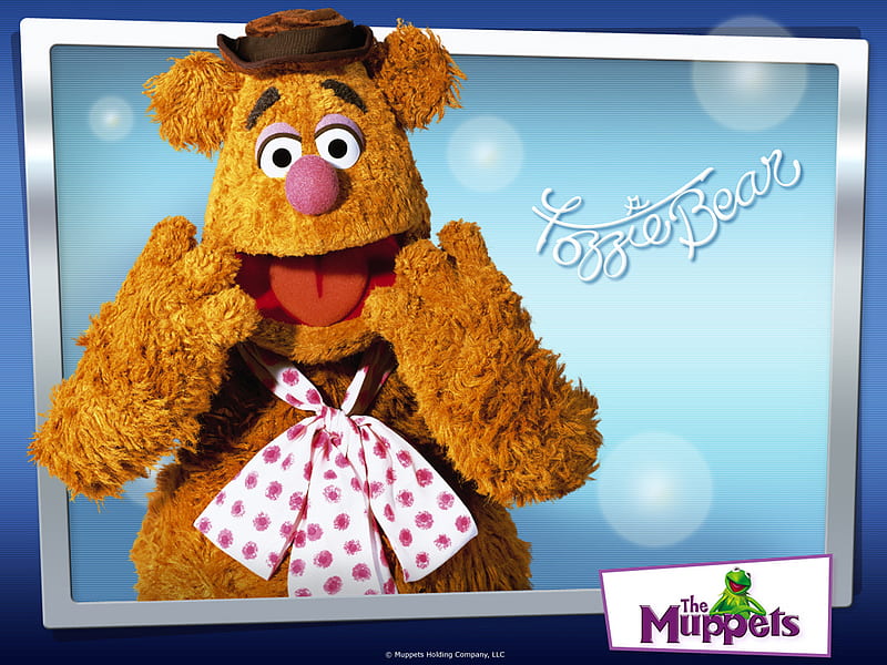 Fozzie Bear, fuzzy, tie, muppet, surprise, hat, HD wallpaper