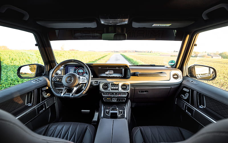 Mercedes-AMG G63, 2020, Gelandewagen, interior, inside view, front panel, tuning G63, G 700 Inferno, G63 interior, German cars, Mercedes, HD wallpaper