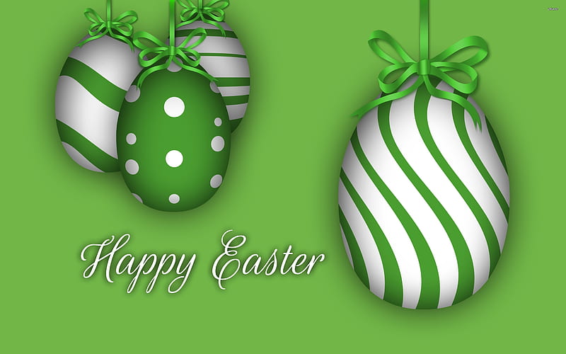 Happy Easter stripes, poka, dots, green, easter, greetings, HD wallpaper