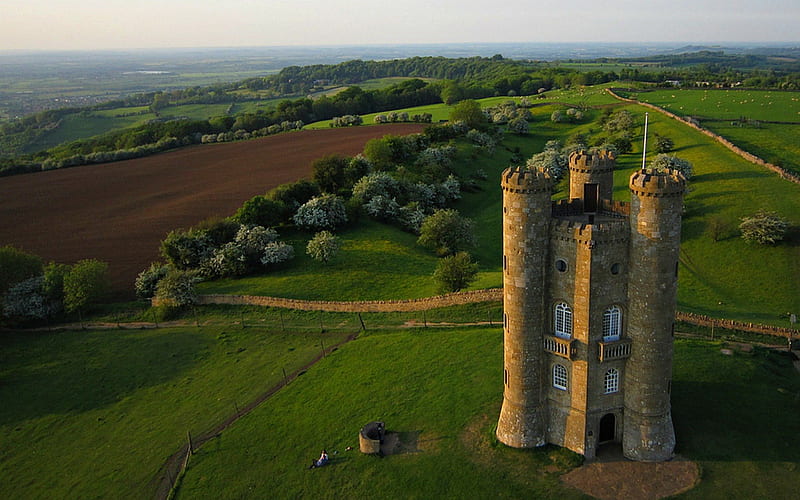 Broadway Tower, Worcestershire,England, Tower, Fields, Castle, England, HD wallpaper