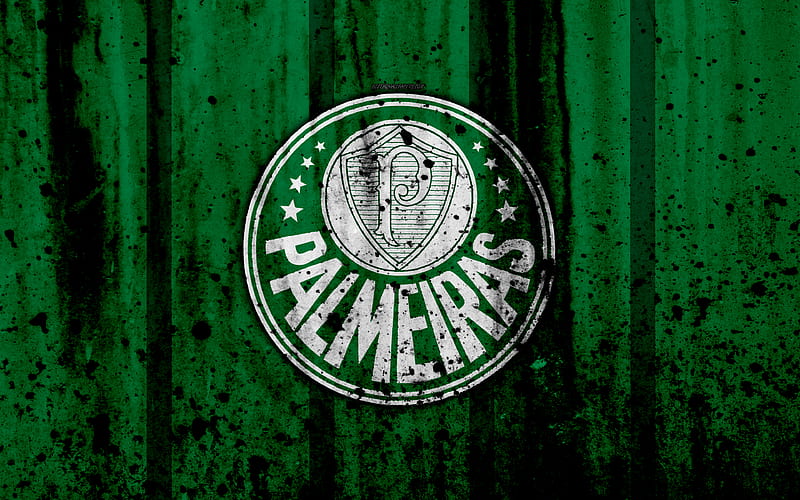 FC Palmeiras grunge, Brazilian Seria A, logo, Brazil, soccer, football club, Palmeiras, stone texture, art, Palmeiras FC, HD wallpaper
