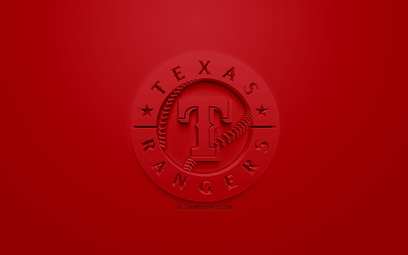 Texas Rangers, American baseball club, creative 3D logo, red background, 3d emblem, MLB, Arlington, Texas, USA, Major League Baseball, 3d art, baseball, 3d logo, HD wallpaper