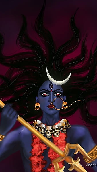 Goddess Kali portrait illustration. Hindu god Mahakali, Bhadrakali, or  Kalika Stock Illustration | Adobe Stock