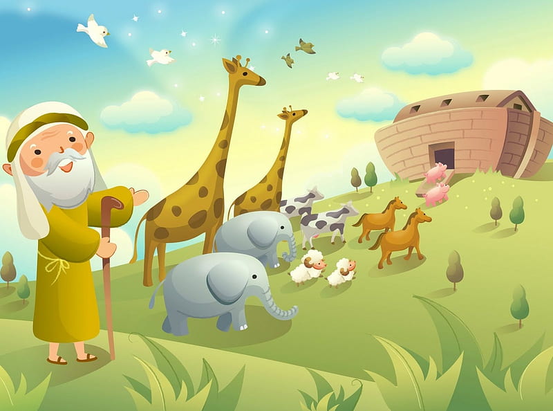 El arca de Noah, bible, noah, vector, animals, HD wallpaper