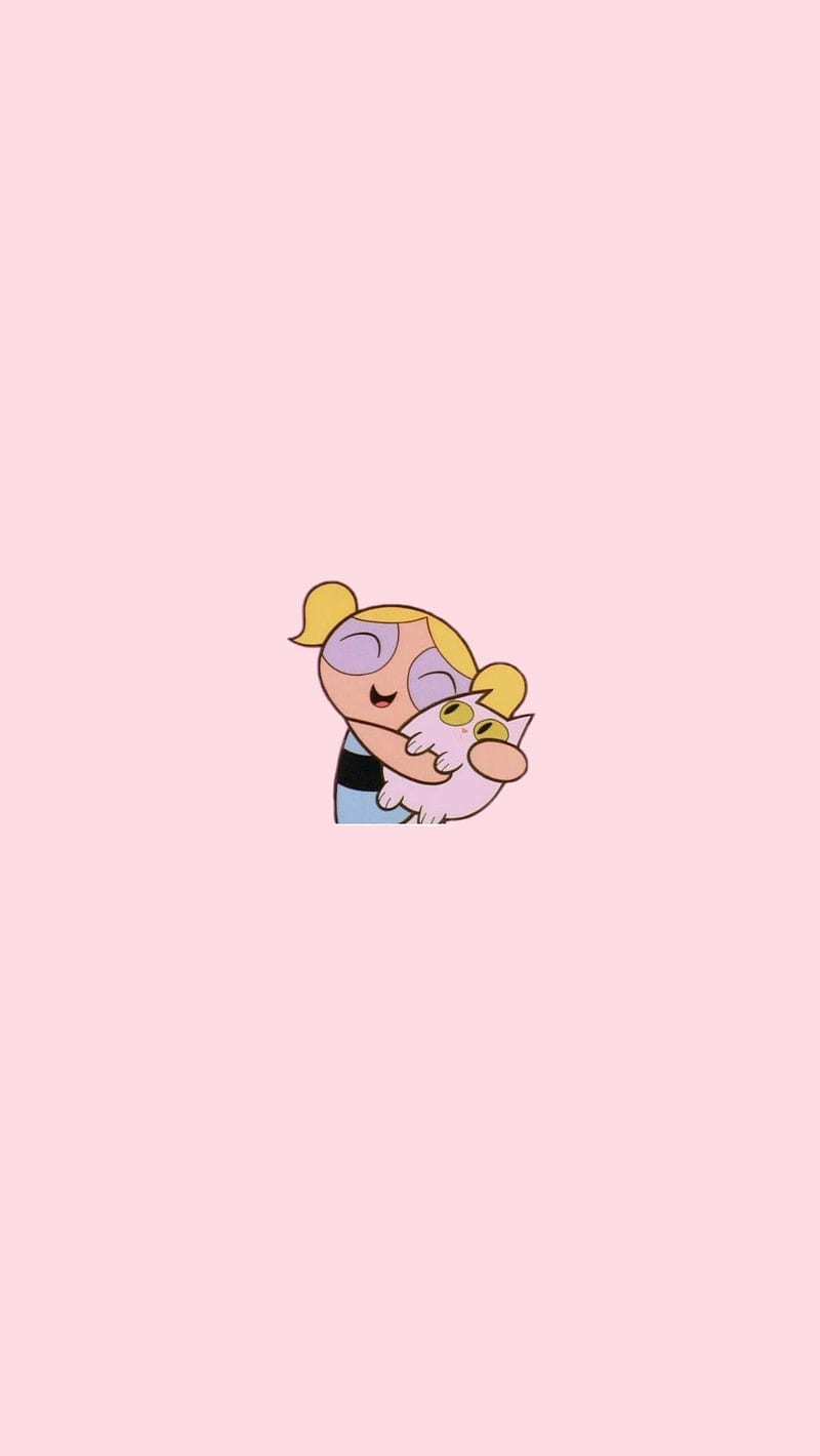Cute little girl, Powerpuff Girls, Bubbles (Powerpuff Girls), minimalism, simple  background, HD phone wallpaper | Peakpx