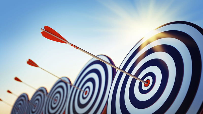 Target Scopes With Center Arrows In Background Of Sunbeam And Blue Sky Target, HD wallpaper
