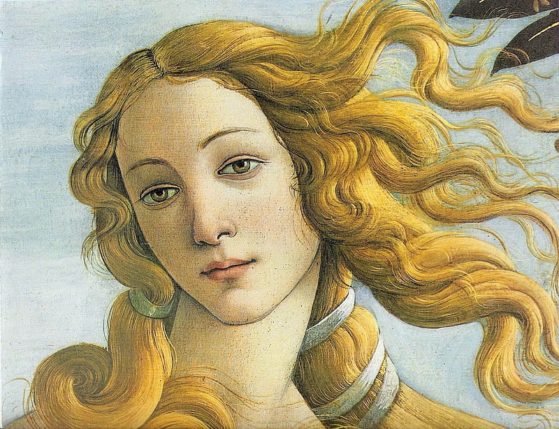 Botticelli - The Birth of Venus, botticelli, art, the birth of venus, painting, blonde, face, HD wallpaper