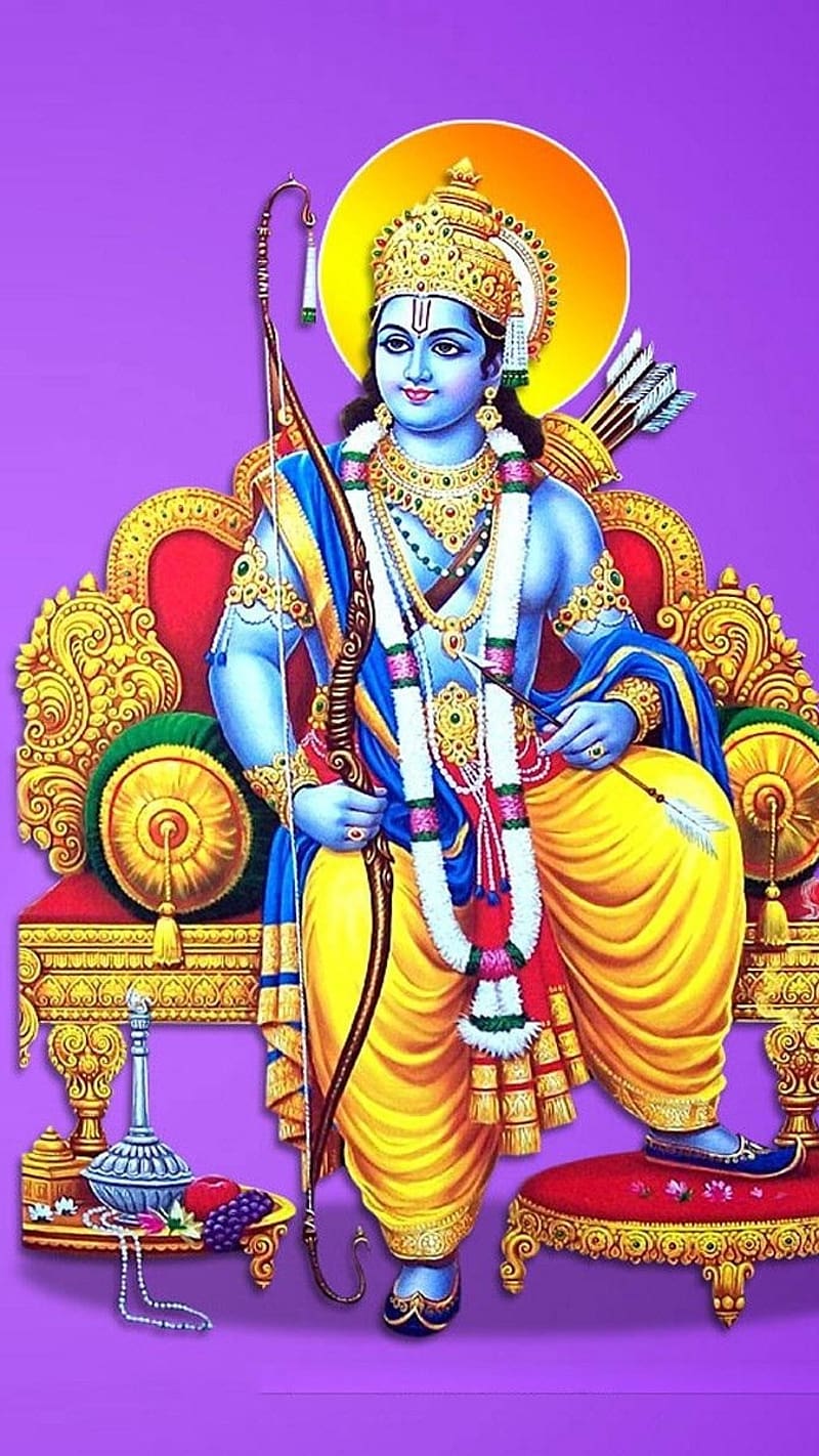 Shree Ram Sitting On Thrones, shree ram, sitting on thrones, god, HD phone wallpaper