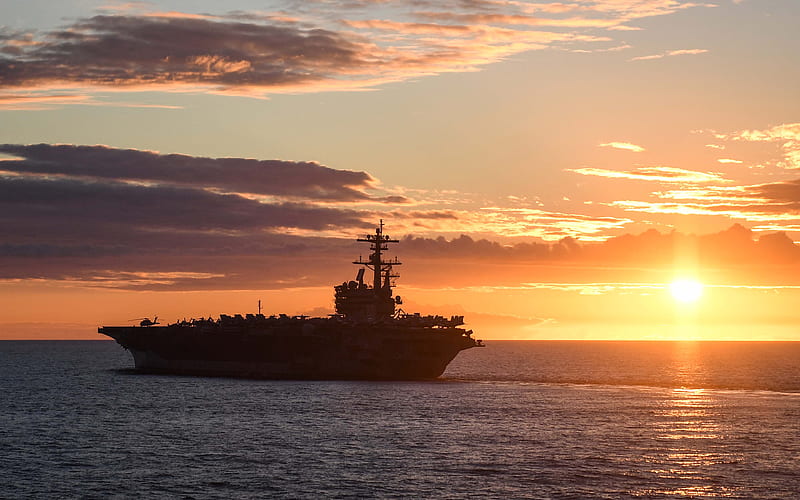 American aircraft carrier, USS George HW Bush, CVN-77, nuclear-powered aircraft carrier, Nimitz type, US Navy, US, ocean, warships, HD wallpaper
