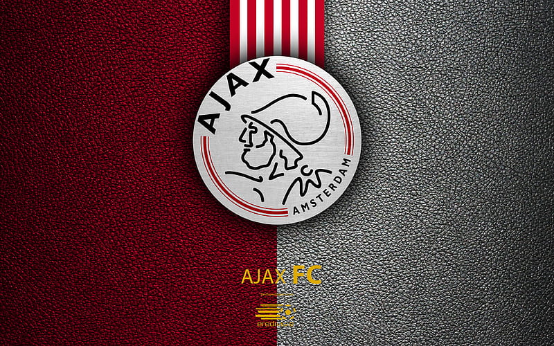 Ajax FC Dutch football club, leather texture, logo, Ajax emblem, Eredivisie, Amsterdam, Netherlands, football, Dutch Football Championship, HD wallpaper
