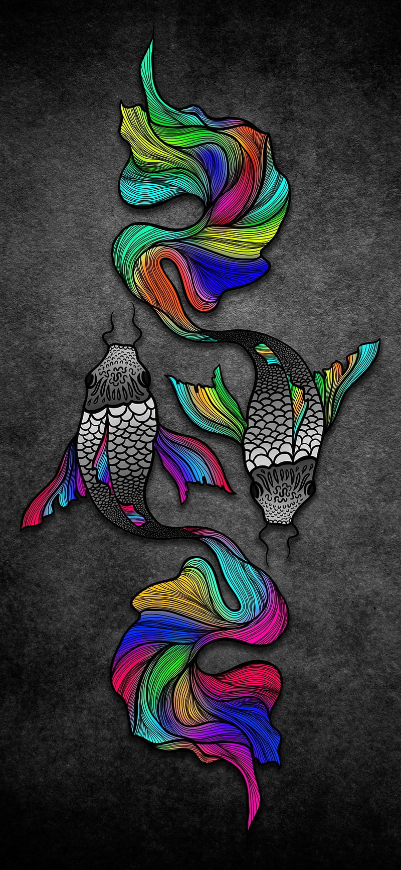 Pisces, art, colorful, fish, tails, HD phone wallpaper | Peakpx