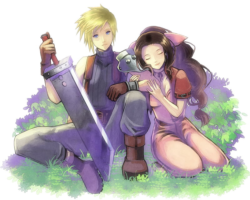 When We Were Young, pretty, blond, cloud, video game, game, bonito, boy, fantasy, nice, young, girl, anime, handsome, final fantasy, sword, couple, HD wallpaper