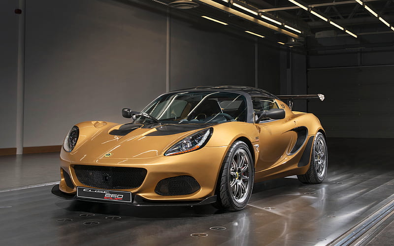 Lotus Elise Cup 260, 2018 gold sports coupe, tuning, racing car, Lotus, HD wallpaper