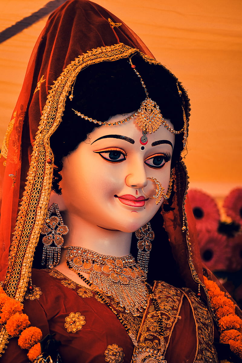 Durga Devi, Devi Maa In Green Saree, devotional, goddess, HD phone wallpaper  | Peakpx