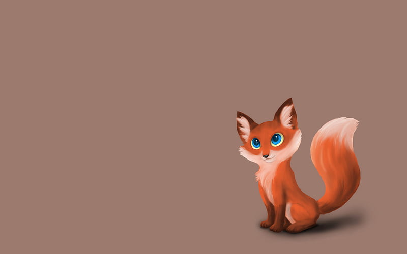 red fox, minimal, cartoon animals, cartoon fox, creative, fox, HD wallpaper