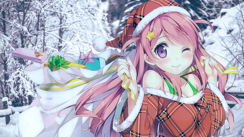 Anime, Christmas, Girl, HD wallpaper