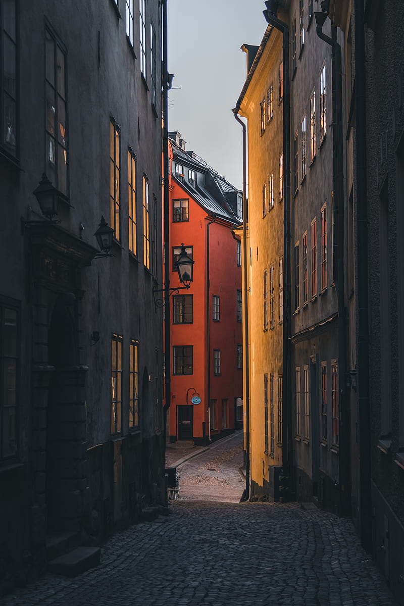 street, buildings, city, stockholm, sweden, HD phone wallpaper