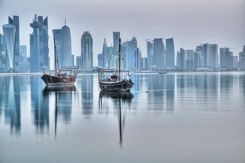 Cities, Boat, Doha, Qatar, Man Made, HD wallpaper