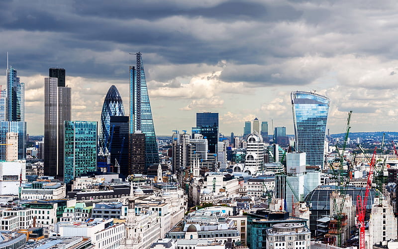 London, 30 St Mary Axe, The Leadenhall Building, skyscrapers, business centers, England, UK, city panorama, HD wallpaper