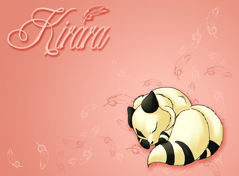 Kirara, sleep, pink, two-tail cat, HD wallpaper