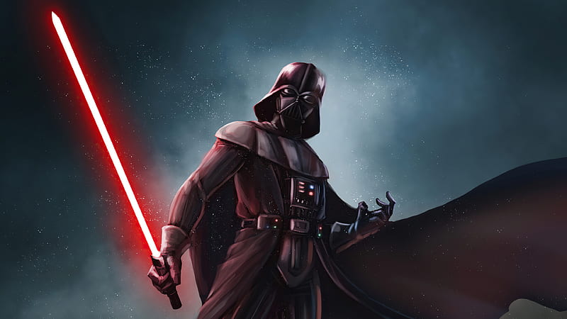 Darth Vader Lightsaber Sith In Starry Sky Background Star Wars Darth Vader, HD  wallpaper | Peakpx