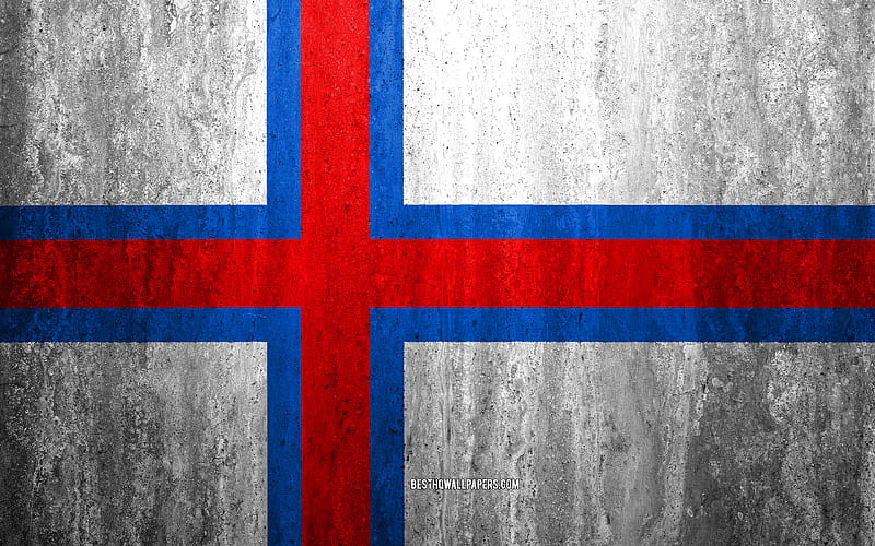 Flag of Faroe Islands stone background, grunge flag, Europe, Faroe Islands flag, grunge art, national symbols, Faroe Islands, stone texture, HD wallpaper