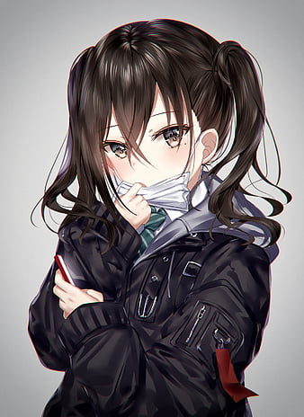 Wallpaper : anime girls, ponytail, dark hair, profile, lifting