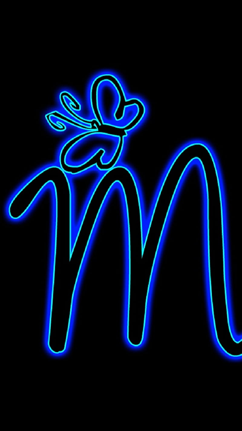 Alphabet M, blue, cool, letter, letter m, neon, HD wallpaper | Peakpx