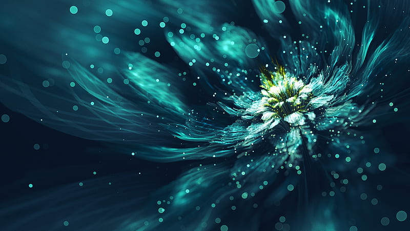 fractal flower, shiny, particles, circles, Abstract, HD wallpaper