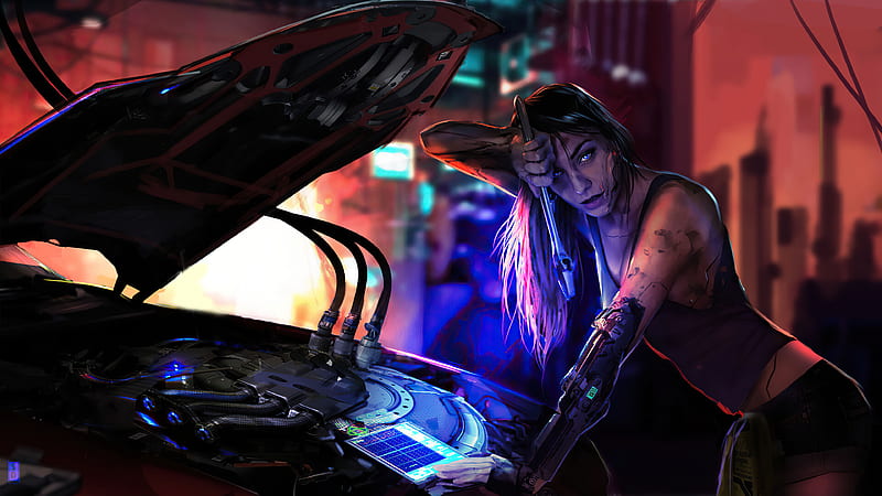 Scifi Mechanic Girl , scifi, artist, artwork, digital-art, artstation, HD wallpaper