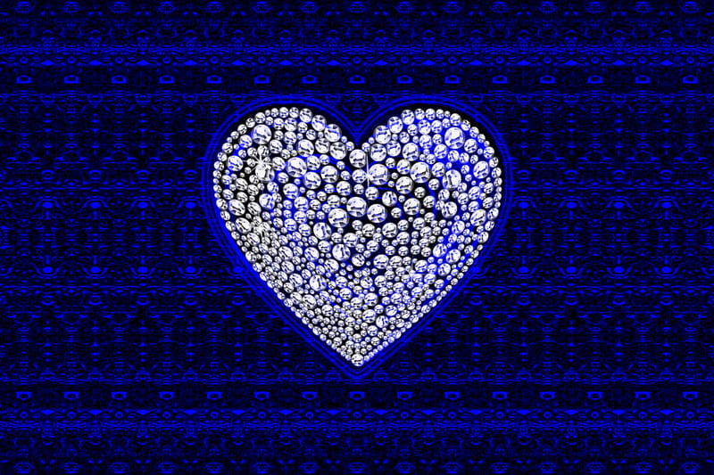 Blue Beaded Heart, Silver, hop, Abstract, Heart, Beads, Blue, HD wallpaper