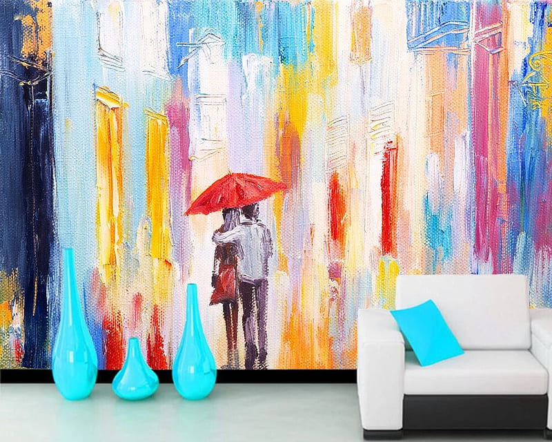 Papel De Parede Abstract Colorful Oil Painting 3D Living Room Tv Wall Bedroom Wall Papers Home Decor Cafe Bar Mural -, HD wallpaper