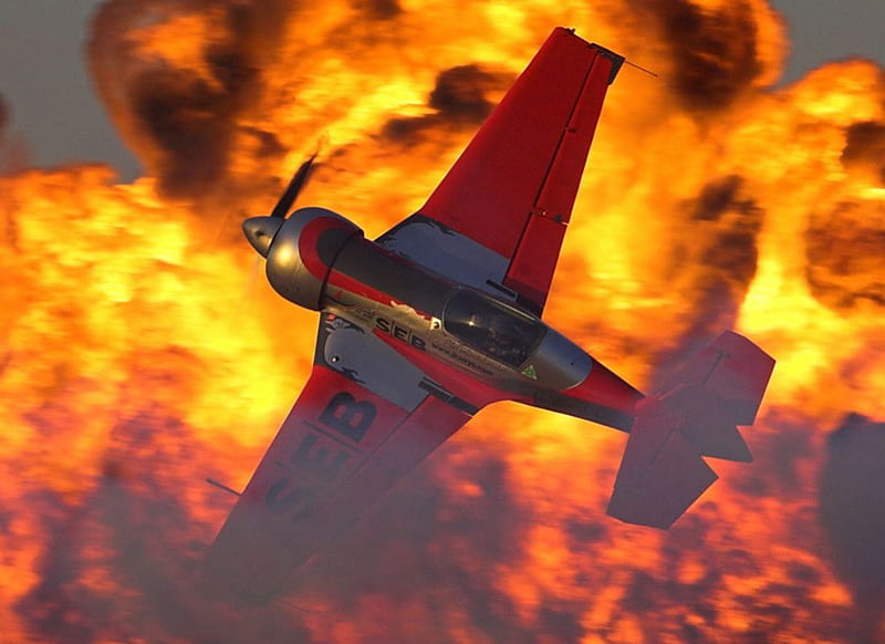 Juka, plane, aerobatic, flame, flying, HD wallpaper