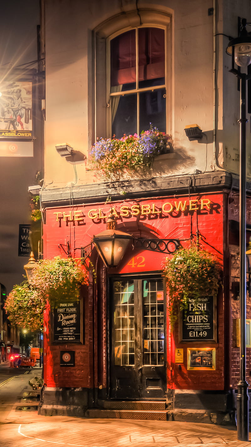 The Brewer Pub , night, london, england, building, HD phone wallpaper
