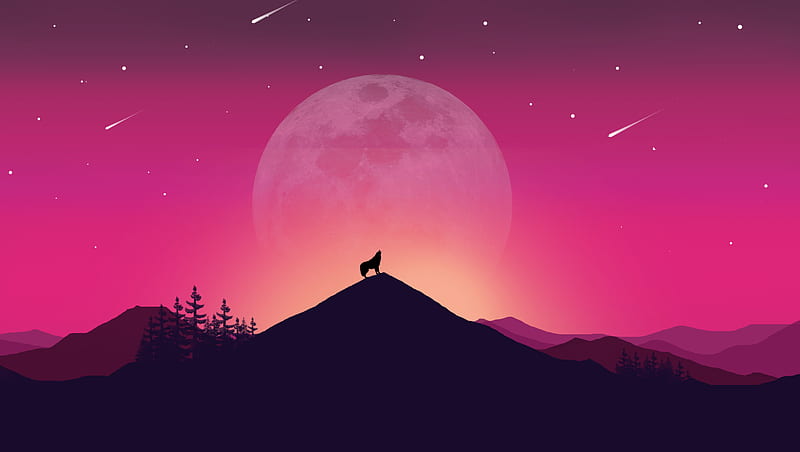 Wolf and Landscape Illustration Laptop , Artist , , and Background, Dual Monitor Wolf, HD wallpaper