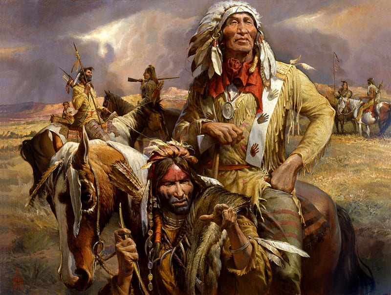 The Chief, warriors, native, american, horses, HD wallpaper