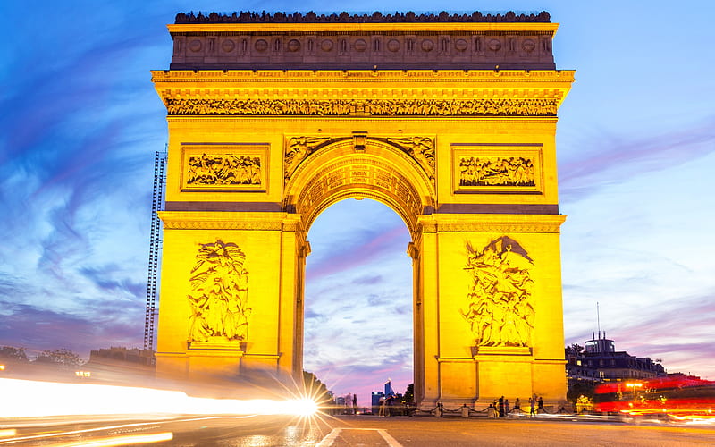 Paris Arc de Triomphe Sunset 2021 City Travel, HD wallpaper