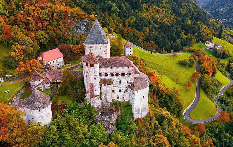 Trostburg castle, South Tyrol, mountain, museum, Val Gardena, dolomites, view, autumn, beautiful, HD wallpaper