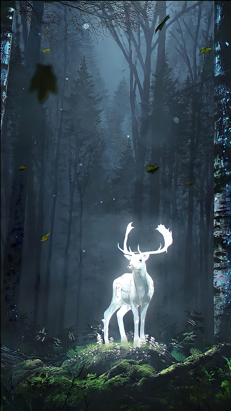 Spirit Deer, Stag, Organism, Atmosphere, Forest, Shine, Magical, #Deer, Mythical, Mystical, HD phone wallpaper