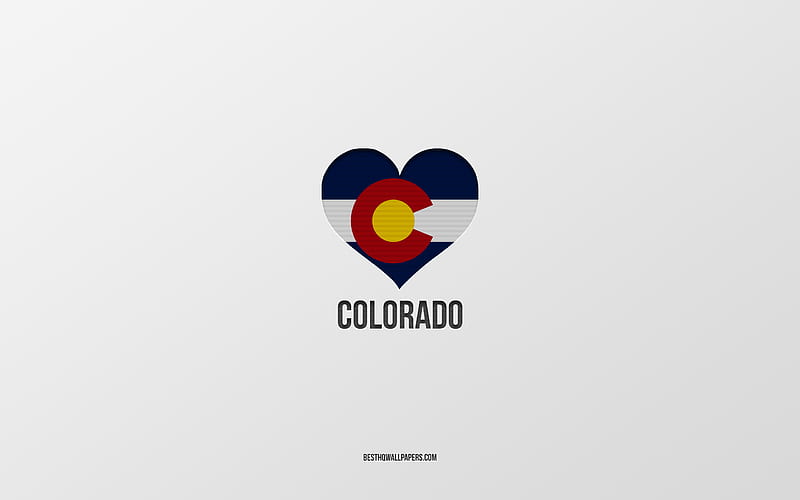I Love Colorado, American States, gray background, Colorado State, USA, Colorado flag heart, favorite cities, Love Colorado, HD wallpaper